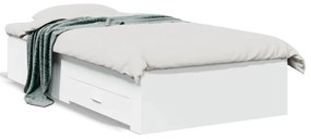 3280433 vidaXL Cadru de pat cu sertare, alb, 90x190 cm, lemn prelucrat
