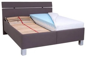 Pat tapițat ALIS 180x200 cm, cu spațiu de depozitare, fără saltea, maro