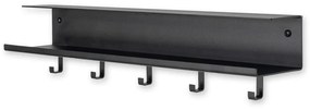 Cuier de perete negru cu raft din metal 50 cm Easy – Spinder Design