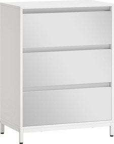 HOMCOM Comodă cu 3 Sertare și Fronturi Oglindă, Design Modern pentru Dormitor sau Hol, 60x35x80 cm, Albă | Aosom Romania