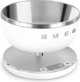 Cantar de bucatarie Smeg Collezione KSC01WHMWW, Pana la 5 kg/5 l, funcție TARA, Afisaj LED, Baza antiderapanta, Baterie reincarcabila, Alb mat