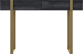 Consolă / măsuță toaletă modernă Verica 120 cm cu picioare metalice - beton negru / picioare aurii