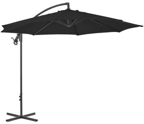Umbrela suspendata cu stalp din otel, negru, 300 cm