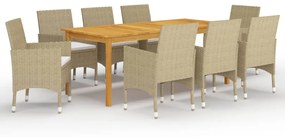 3067861 vidaXL Set mobilier de grădină, 9 piese, bej