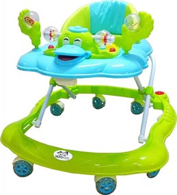Premergator Reglabil in 3 Trepte NOVOKIDS™ Happy Duck , cu roti din silicon, Ratusca, Pliabil, 8 Roti, Cu Melodii, Verde Turquoise