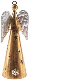 Înger metalic cu inimă, înălțime 55 cm, culoareauriu, 55 cm