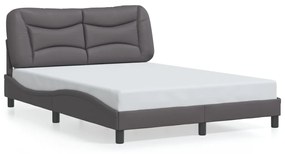 3208005 vidaXL Cadru de pat cu tăblie, gri, 140x200 cm, piele ecologică
