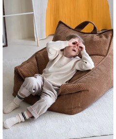 Fotoliu puf pentru copii maro cu tapițerie din catifea reiată Chair – Wigiwama