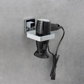 WENKO 22682100 -Suport pentru uscător de păr VACUUM-LOC QUADRO ED 13,5x14 cm argintiu/crom