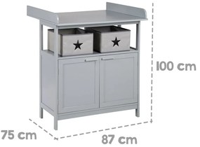 Comodă de copii gri cu masă de schimbat 87x100x75 cm Hamburg – Roba