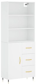 vidaXL Dulap înalt, alb, 69,5x34x180 cm, lemn compozit