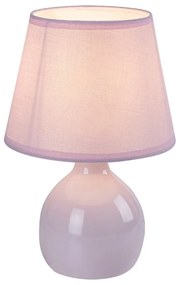 Lampa de masa ceramica si abajur roz Ingrid