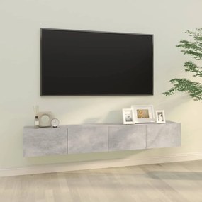 Dulapuri TV perete 2 buc. gri beton 100x30x30 cm lemn compozit 2, Gri beton