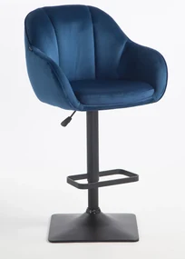 HR2055KW Scaun Bleumarin din Catifea cu Bază Neagră