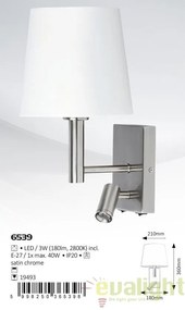 Aplica de perete moderna cu reader LED, finisaj crom, Harvey 6539 RX