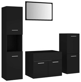 3070911 vidaXL Set de mobilier de baie, negru, lemn prelucrat