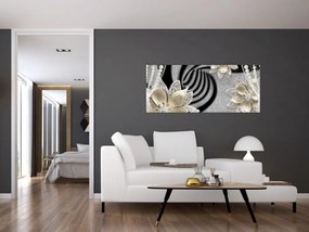Tablou - 3D Flori aurii (120x50 cm)