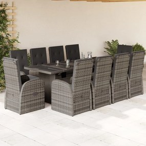 3277623 vidaXL Set mobilier de grădină cu perne, 11 piese, gri, poliratan