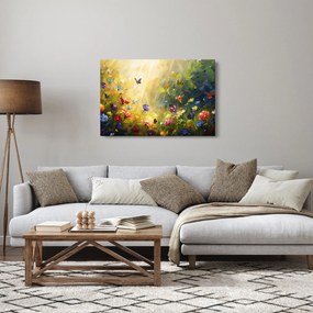Tablou - Pajiște cu flori de primăvară, pictură (90x60 cm)