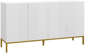 HOMCOM Bufet Modern pentru Living cu 4 Uși și Rafturi Reglabile, Închidere Moale, 140x40x75 cm, Alb | Aosom Romania