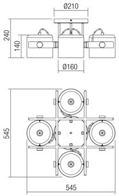 Lustră aplicată POOH 4xE27/42W/230V fag Redo 01-2401