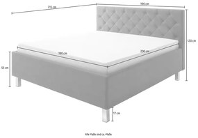 Boxspring 180x200 cm, cu lada de depozitare și somiere incluse, culoare gri închis