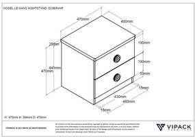 Noptieră pentru copii Monza roșie din MDF cu 2 sertare soft-close și mânere în formă de roți – Vipack