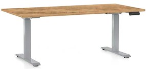 Masă înălțime reglabilă OfficeTech D, 160 x 80 cm, picioare gri, stejar auriu
