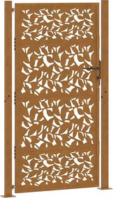 vidaXL Poartă de grădină 100x200 cm, model frunze de oțel rezistente la intemperii