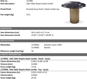 Masuta laterala design LUX cu blat din marmura neagra Shapiro