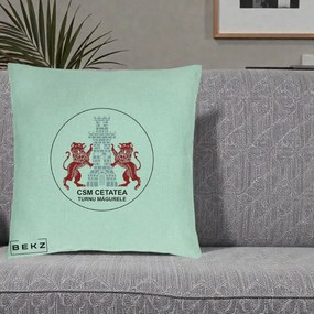 Perna Personalizata CSM Cetatea Turnu Magurele Fotbal, 40x40 cm, Verde Menta, Husa Detasabila, Perna Inclusa, BEKZ®