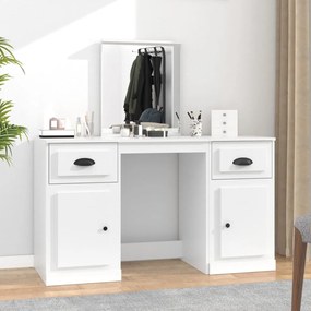 3185335 vidaXL Masă de toaletă cu oglindă, alb, 130x50x132,5 cm