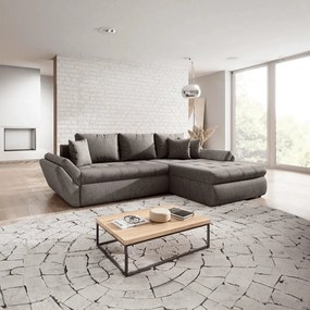 Colțar extensibil dumonde cu ladă de depozitare si sezut confortabil din spuma high-density, Loana Enjoy Kaki 270x185 cm