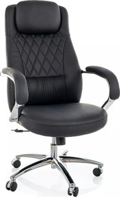 Scaun birou Q-07, negru, piele ecologică, 68x51x116 cm
