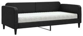 3196800 vidaXL Pat de zi cu saltea, negru, 90x200 cm, textil