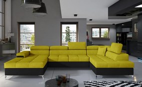 Canapea modulara, extensibila, cu spatiu pentru depozitare, 345x202x90 cm, Eduardo R02, Eltap (Culoare: Galben auriu / Gri inchis piele)