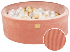 Piscina uscata cu 200 de bile 7cm (Alb, Portocaliu) MeowBaby  , 90x30 cm, Premium Velur reiat   corduroy Caramiziu