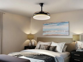 Lustra LED cu Ventilator si telecomanda, lame retractabile Vento negru/auriu