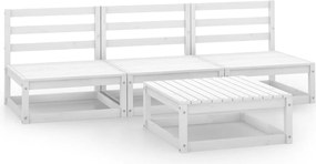 vidaXL Set mobilier de grădină, 4 piese, alb, lemn masiv de pin