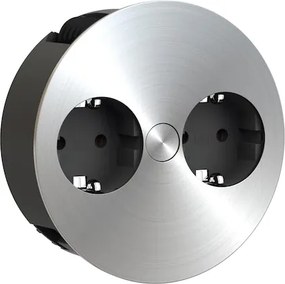 Priză încorporabilă în blat Twist Bachmann, 2 prize Schuko, oțel inoxidabil, D:115 mm Oțel inoxidabil, Metal/Plastic
