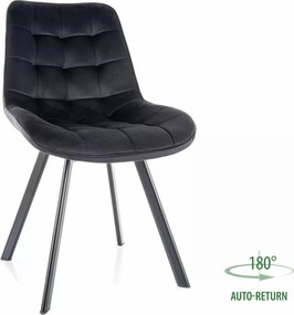 Scaun MONTI, negru - Bluvel 19, stofa catifelata/metal, 51x60x88 cm