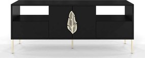 Comodă TV lemn masiv Merlin Personalizabilă Accesorii placate cu Aur, 136 × 40 × 60 cm - Alb