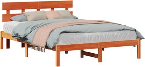 vidaXL Cadru de pat cu headboard Maro 160 x 200 cm Lemn masiv de pin