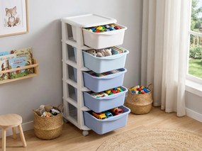 Raft pe roti cu sertare TONES 97x36x36 cm, albastru