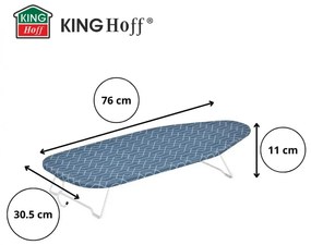 Scândură de călcat Kinghoff KH 1936, 76x30.5 cm, pliabilă, cârlig pentru agățat, albastru