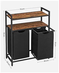 Consola de depozitare Vasagle, 2 cosuri de depozitare, Negru