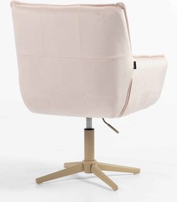 HR560CROSS Scaun Catifea Roz Pudra cu Bază Crem