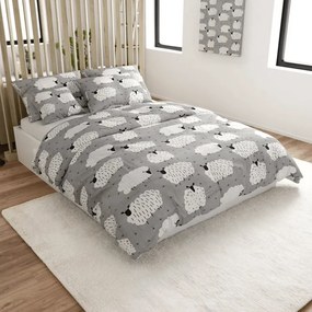 Lenjerie de pat din bumbac SHEEP POLY gri Dimensiune lenjerie de pat: 2 buc 70 x 90 cm | 200 x 220 cm
