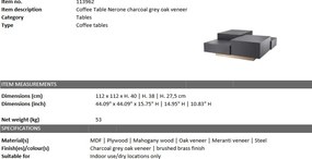 Masuta de cafea design elegant LUX Nerone, gri carbune 113962 HZ