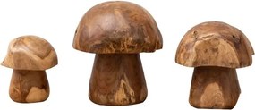 Set 3 decorațiuni ciuperci din lemn de tec pentru exterior, Ø35 cm